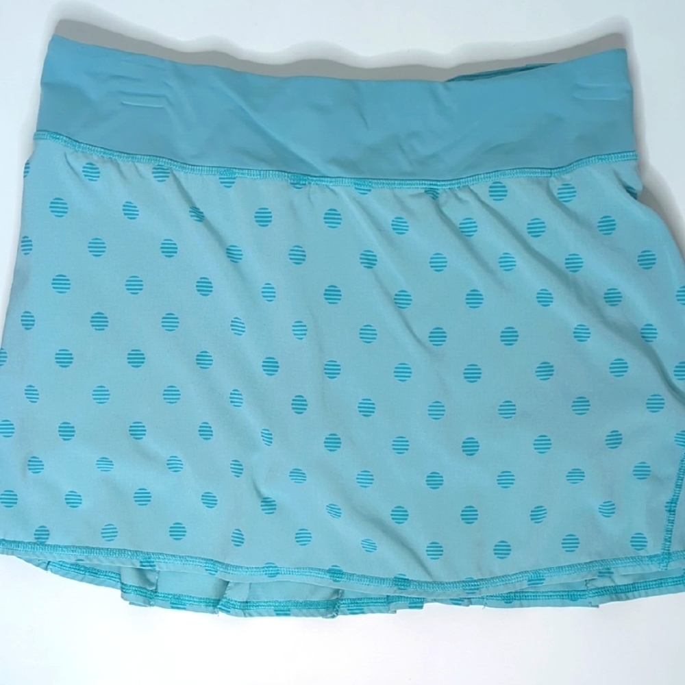 Lululemon Pace Setter Skirt Skort Stripe Dot Printed Angel Blue In Size 8 Tall
